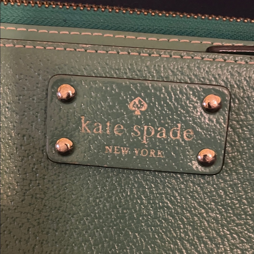 kate spade teal pebbled leather wristlet clutch - Picture 2 of 10
